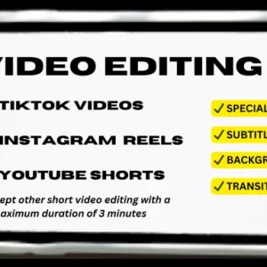 I will edit videos for tiktok, instagram reels, and youtube shorts