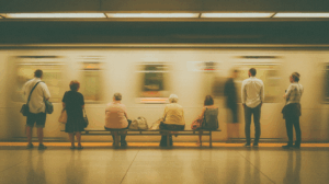 people waiting at subway station