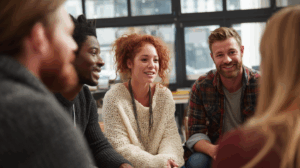 A group of people having a discussion