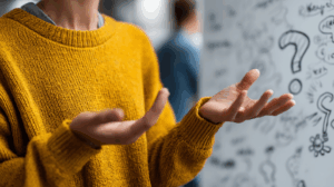 A person in a brainstorming session, asking a colleague how they plan to tackle a problem.