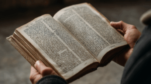 A person looking through a vocabulary book