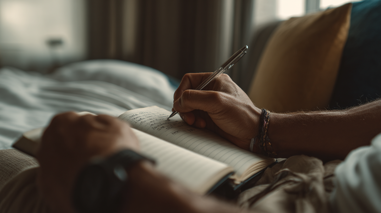 A person practicing their future plans by writing in a journal