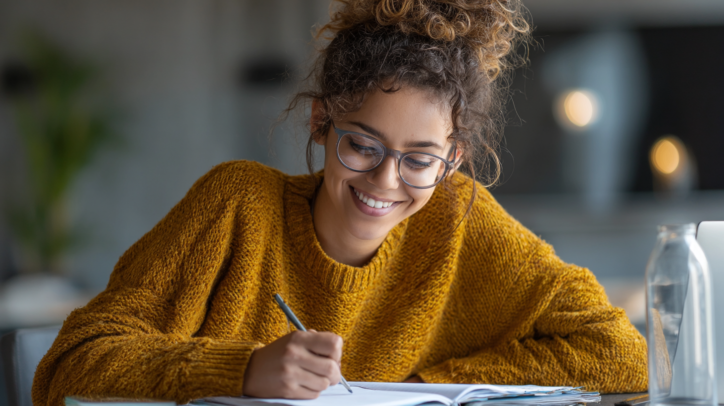 A person practicing their future plans by writing in a journal
