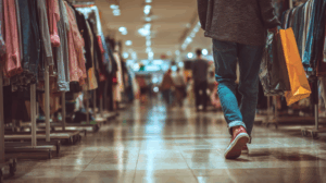 A person shopping in a mall