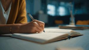 A person sitting at a desk