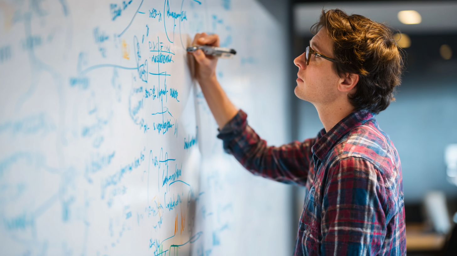 A person standing at a whiteboard