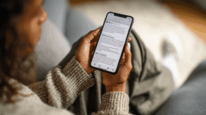 A person using an online language-learning app