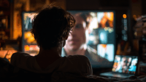 A person watching a movie