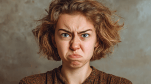 A person angrily walking away from a conversation