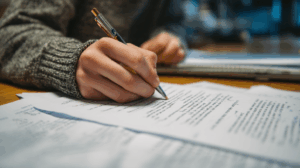 A student reviewing