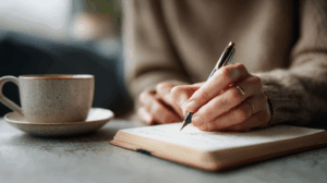 A person writing in a journal