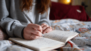 A student writing in a journal
