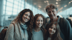 a family in an airport