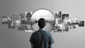 a person reflecting on different life experiences and changes