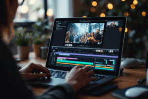 A community volunteer or activist using video editing software