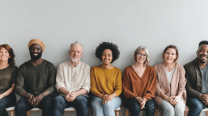  A diverse group of people sitting in a circle in a language exchange meetup