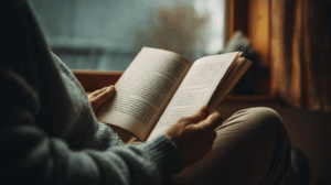 A person reading a novel