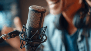 A person recording themselves speaking English