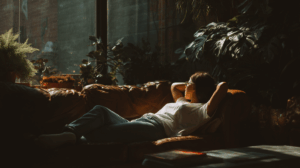 A person relaxing on the couch