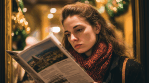 a woman reading a book
