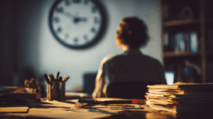 a person at their desk working on a project