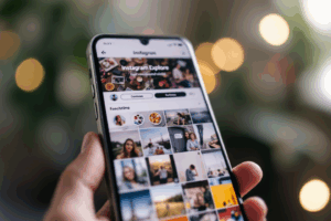 The Instagram Explore tab on a smartphone screen