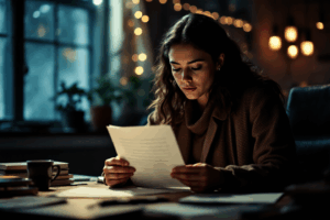 A person sitting at a desk, reading a sentence aloud