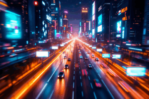 A stylized digital landscape