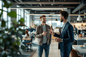 Imagine you're showing a visitor around a new office