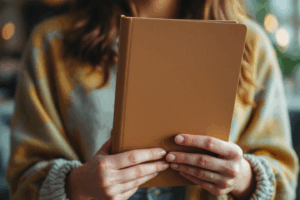 a person holding a journal or mental health workbook