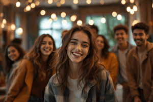 A group of friends recording a fun, energetic Instagram Reel participating in a viral dance challenge.