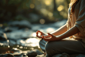 a calm and serene person meditating