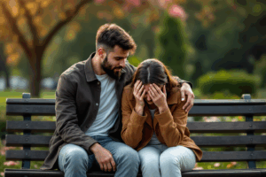 one person reassuring another