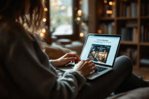 A person reading a warm, personalized email from a bookstore