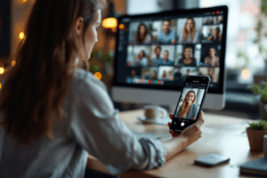 A social media manager monitoring live feedback from followers on Instagram Stories