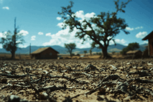 Picture a drought in a farming community. 