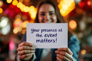 Picture inviting someone by saying, “Your presence at the event matters.”