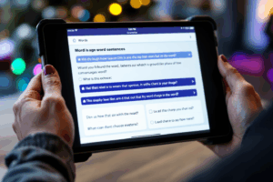 Find a language-learning app that offers exercises on word usage