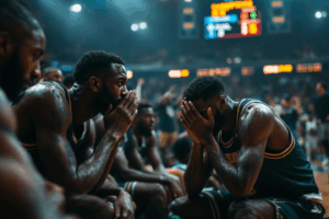 a sports team giving their all, only to lose the championship by a close margin