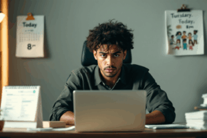 At the office, your colleague asks if you want to work late or hang out with friends. 