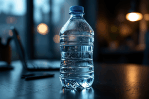 a half-filled water bottle with less water