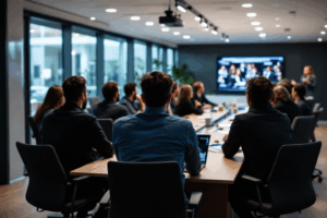 A professional development workshop in a modern conference room