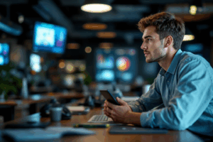 A student in a digital classroom or online certification platform
