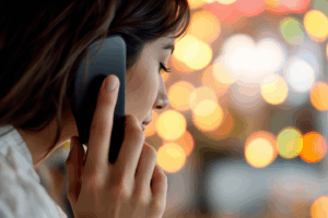 a person answering a phone call