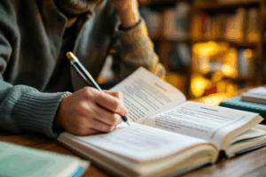 a person practicing grammar