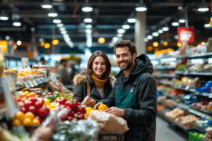 an image of two grocery shoppers at a store