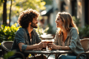 two people are discussing someone they met the previous day